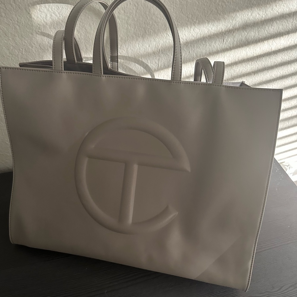 Gray telfar shopping bag